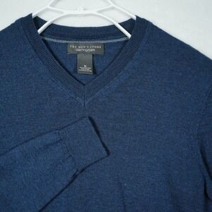 The Men's Store Bloomingdale's Navy Blue 100% Merino Wool V-Neck Sweater Medium